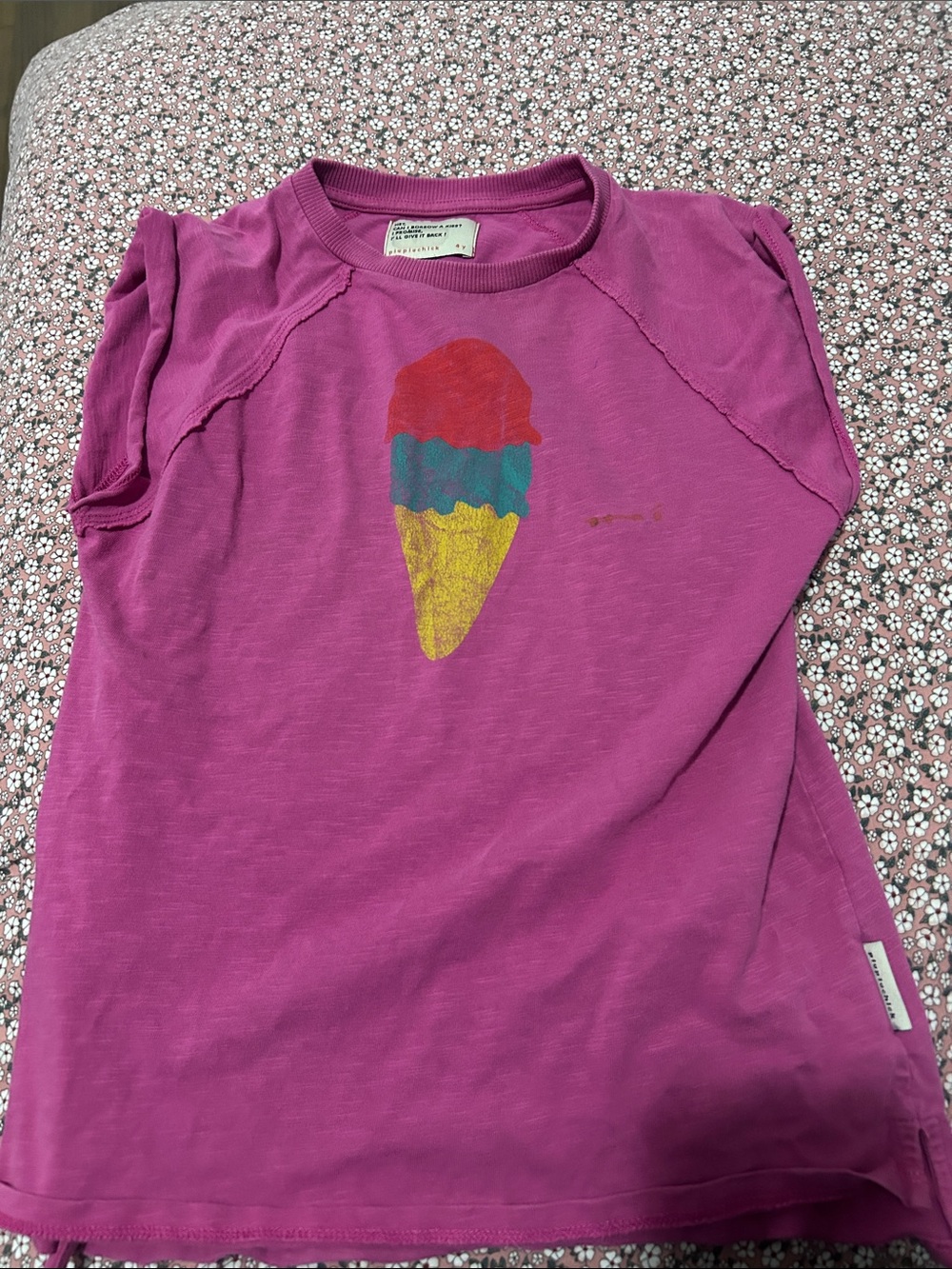Piupiuchick 4t Girls' Magenta Ice Cream Short Sleeve dress